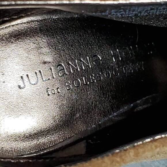 ❤️356 Julianne Hough for Sole Society Angela Peep Toe Leather Tan Bootie Heels - Picture 8 of 11